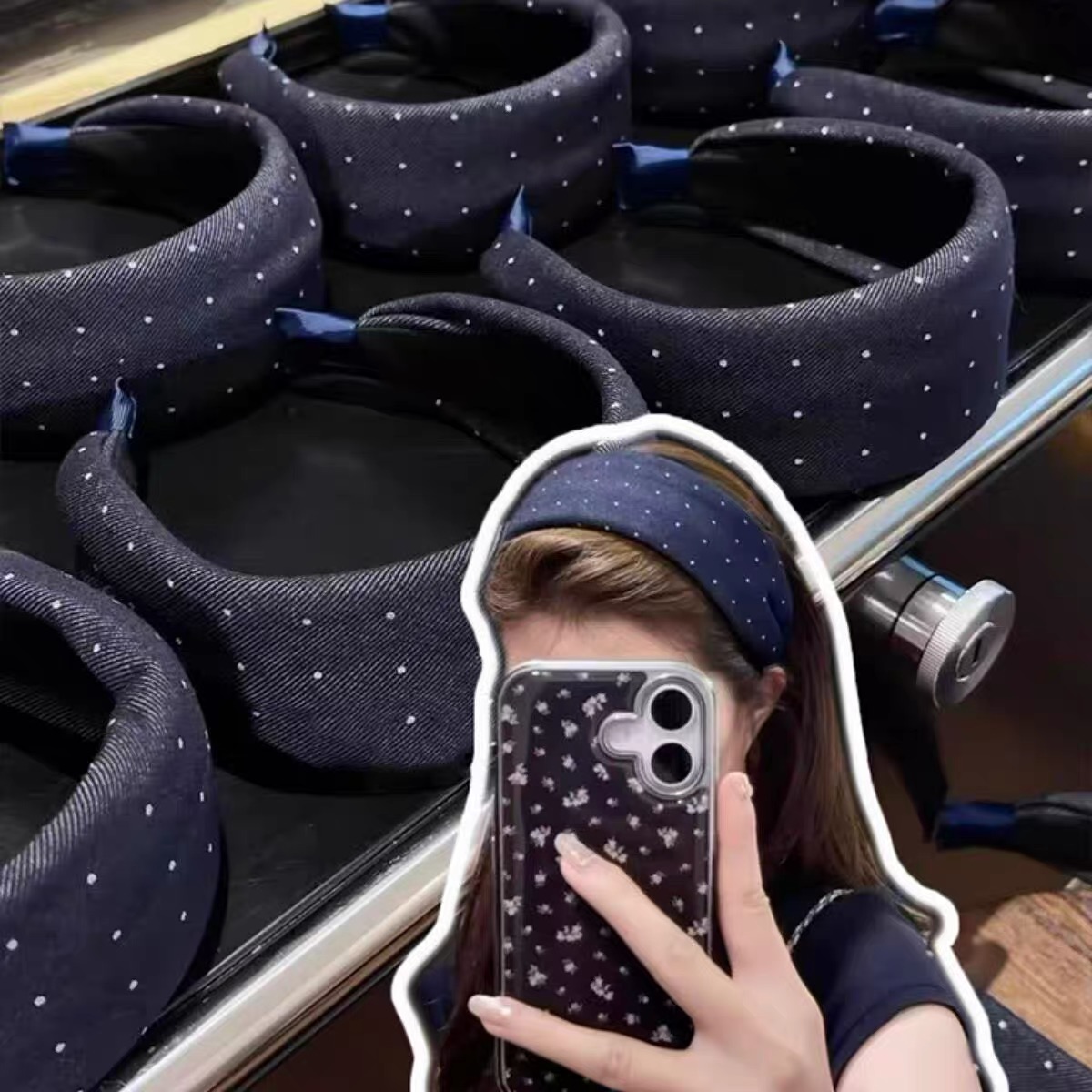 Vintage Navy Blue Cotton Dot P - Women'S Affordable Accessories review and price