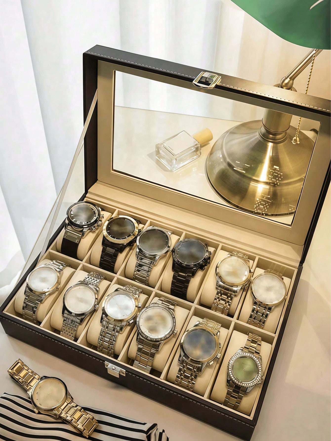 Leather Watch Box with Lock, L - Women Accessories Gift Box review and price